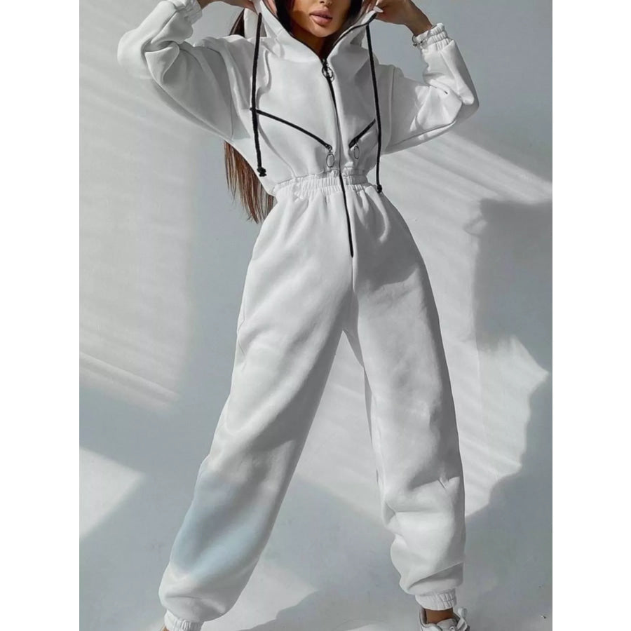 Zip Front Dropped Shoulder Jumpsuit Apparel and Accessories