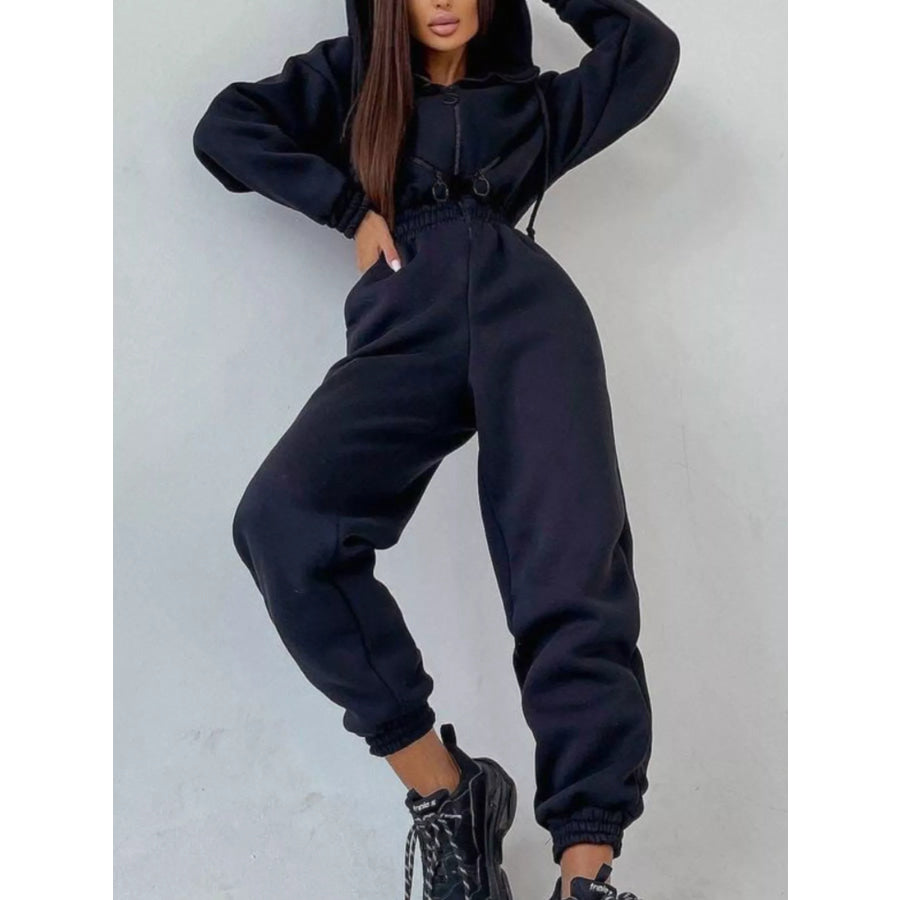 Zip Front Dropped Shoulder Jumpsuit Apparel and Accessories