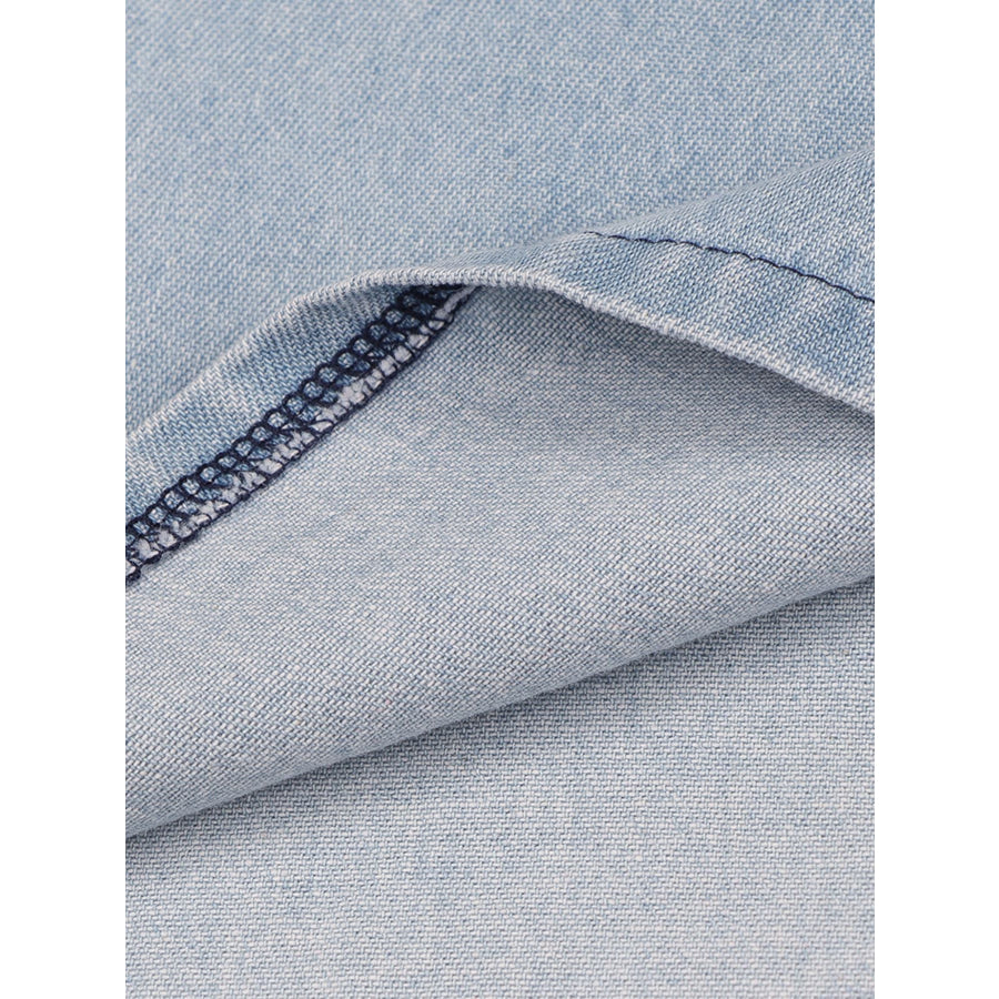 Zip Front Short Sleeve Denim Dress Apparel and Accessories