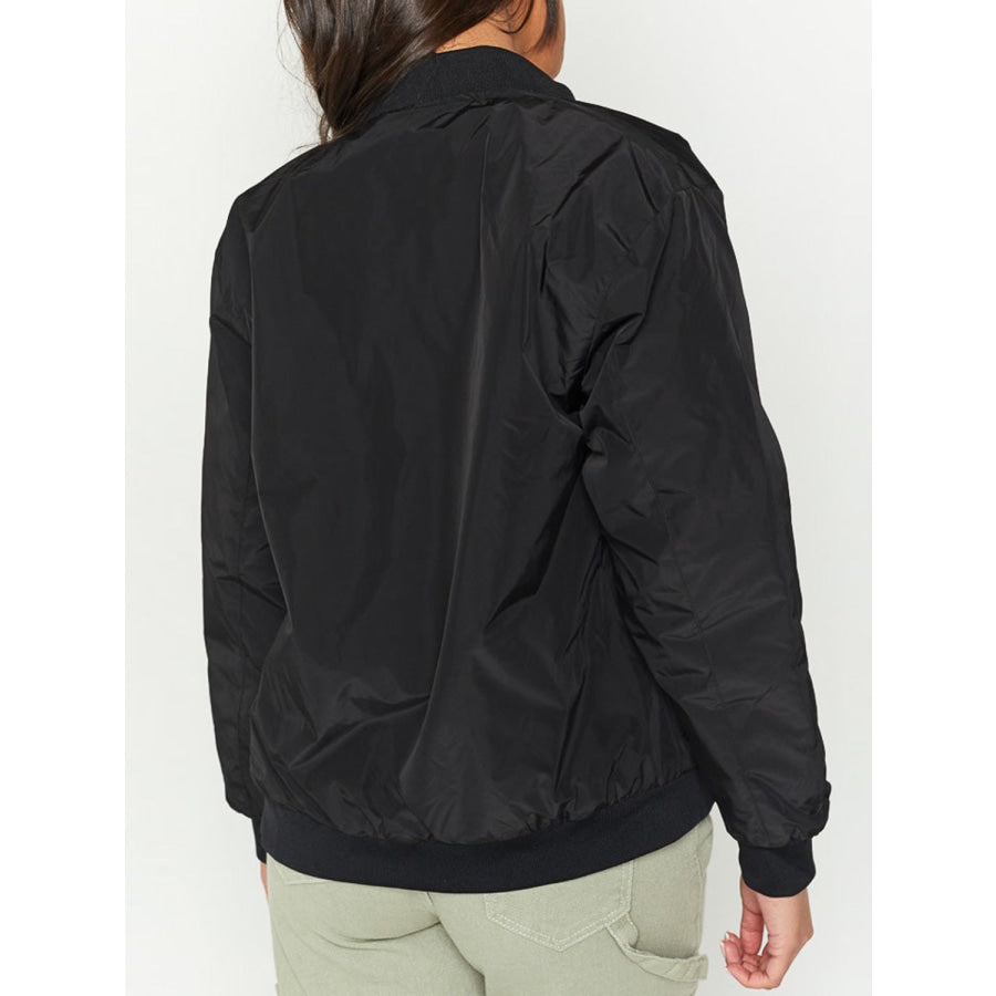 Zip Up Baseball Collar Jacket with Pockets Apparel and Accessories