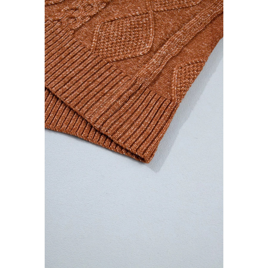 Zip-Up Cable Knit Drop Shoulder Sweater Dress Apparel and Accessories