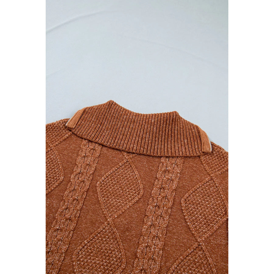 Zip-Up Cable Knit Drop Shoulder Sweater Dress Apparel and Accessories