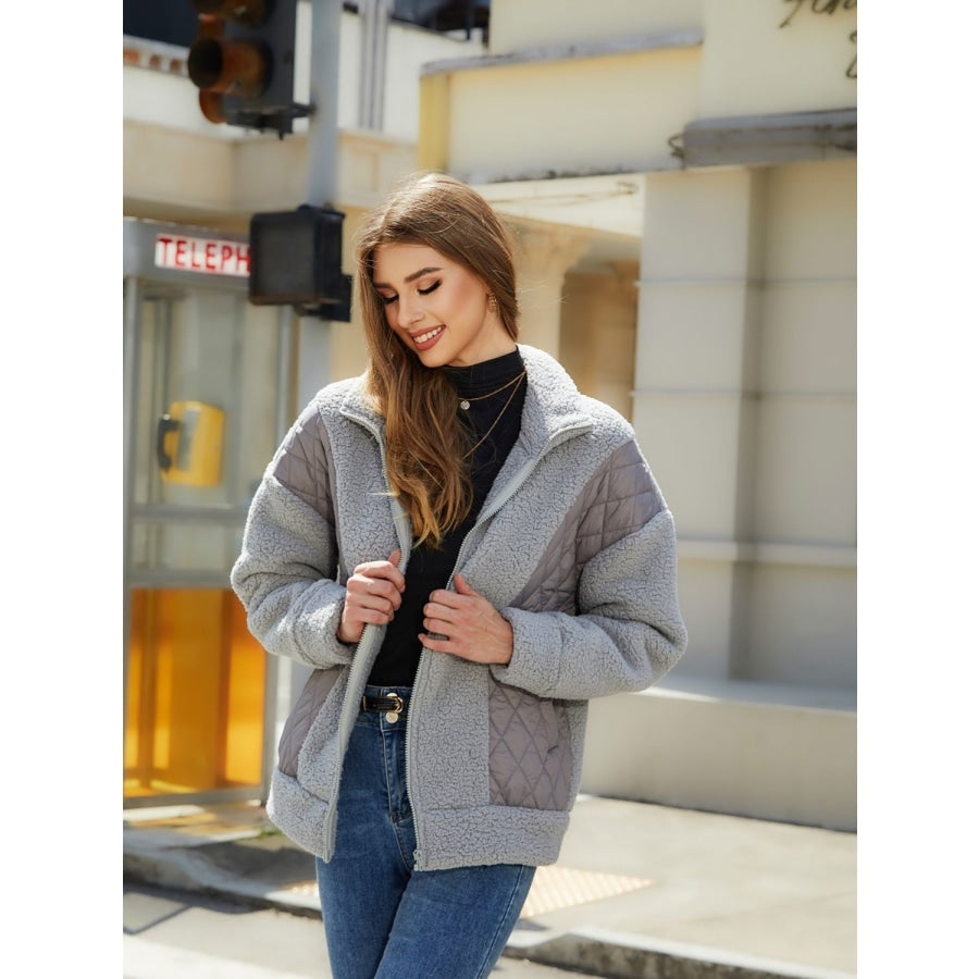 Zip-Up Collared Neck Jacket