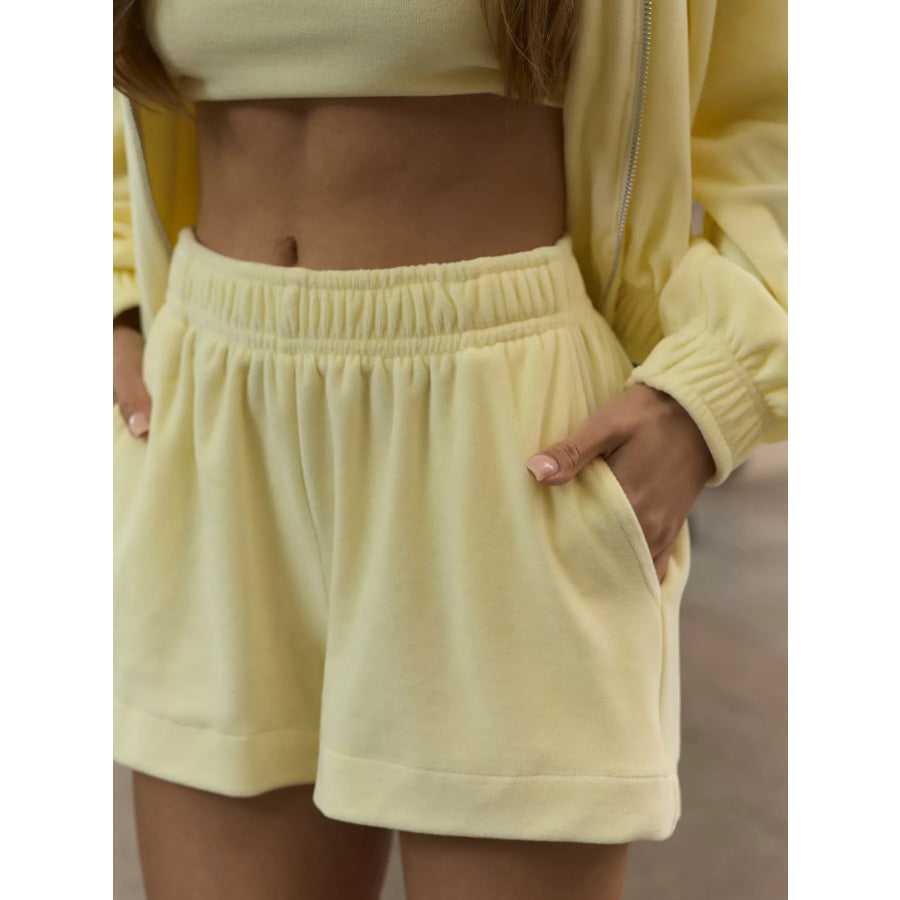Zip Up Cropped Hoodie and Shorts Set Apparel and Accessories
