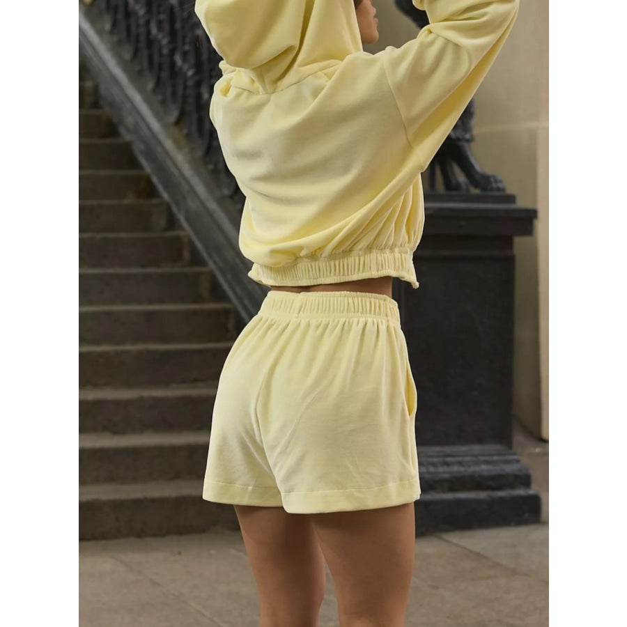 Zip Up Cropped Hoodie and Shorts Set Apparel and Accessories