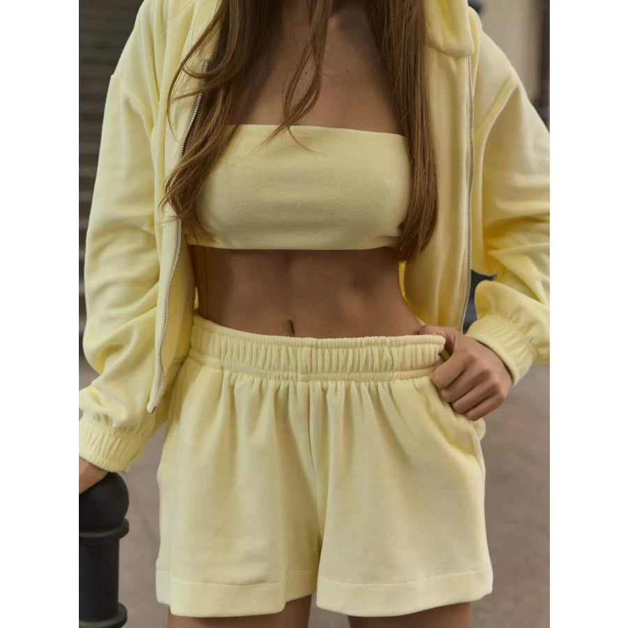 Zip Up Cropped Hoodie and Shorts Set Apparel and Accessories