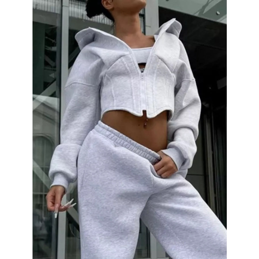 Zip-Up Cropped Hoodie Apparel and Accessories