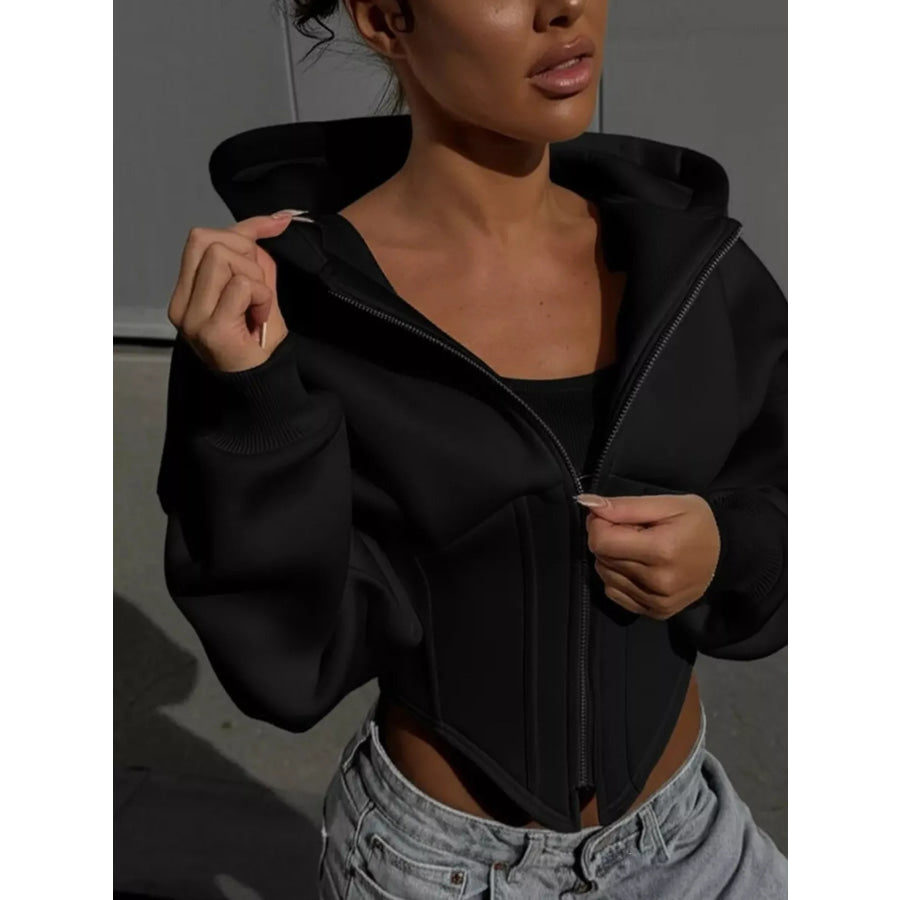 Zip-Up Cropped Hoodie Apparel and Accessories