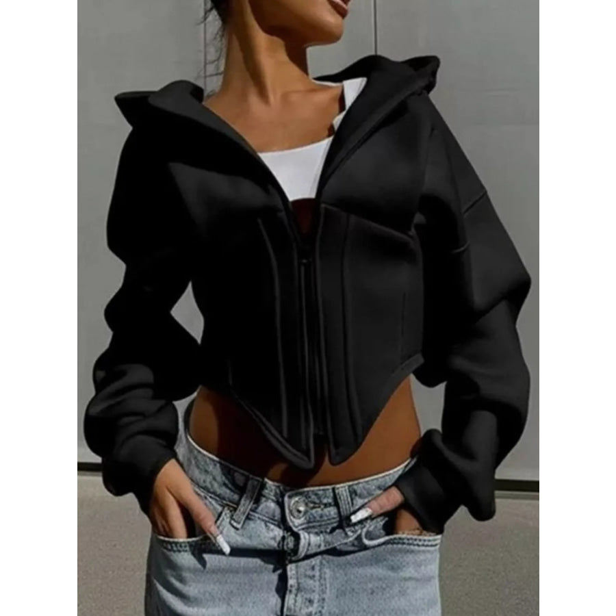 Zip-Up Cropped Hoodie Apparel and Accessories