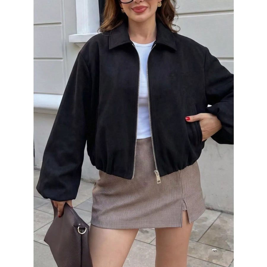 Zip Up Cropped Jacket Apparel and Accessories