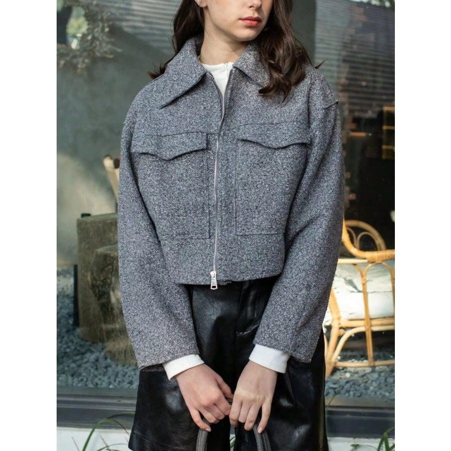 Zip Up Cropped Jacket Apparel and Accessories