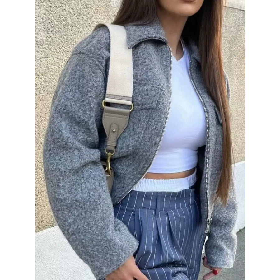 Zip Up Cropped Jacket Apparel and Accessories