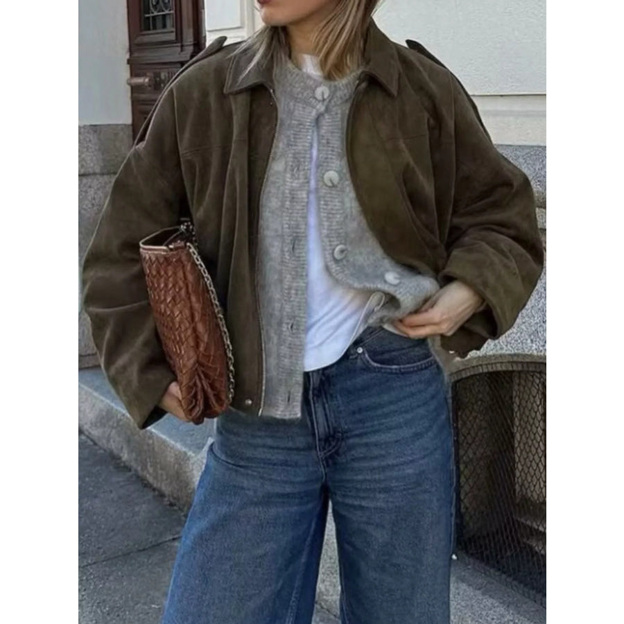 Zip Up Cropped Jacket Apparel and Accessories