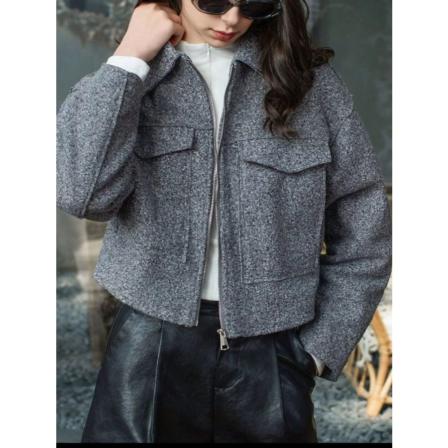 Zip Up Cropped Jacket Apparel and Accessories
