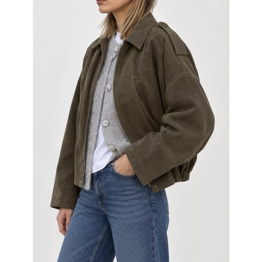 Zip Up Cropped Jacket Apparel and Accessories