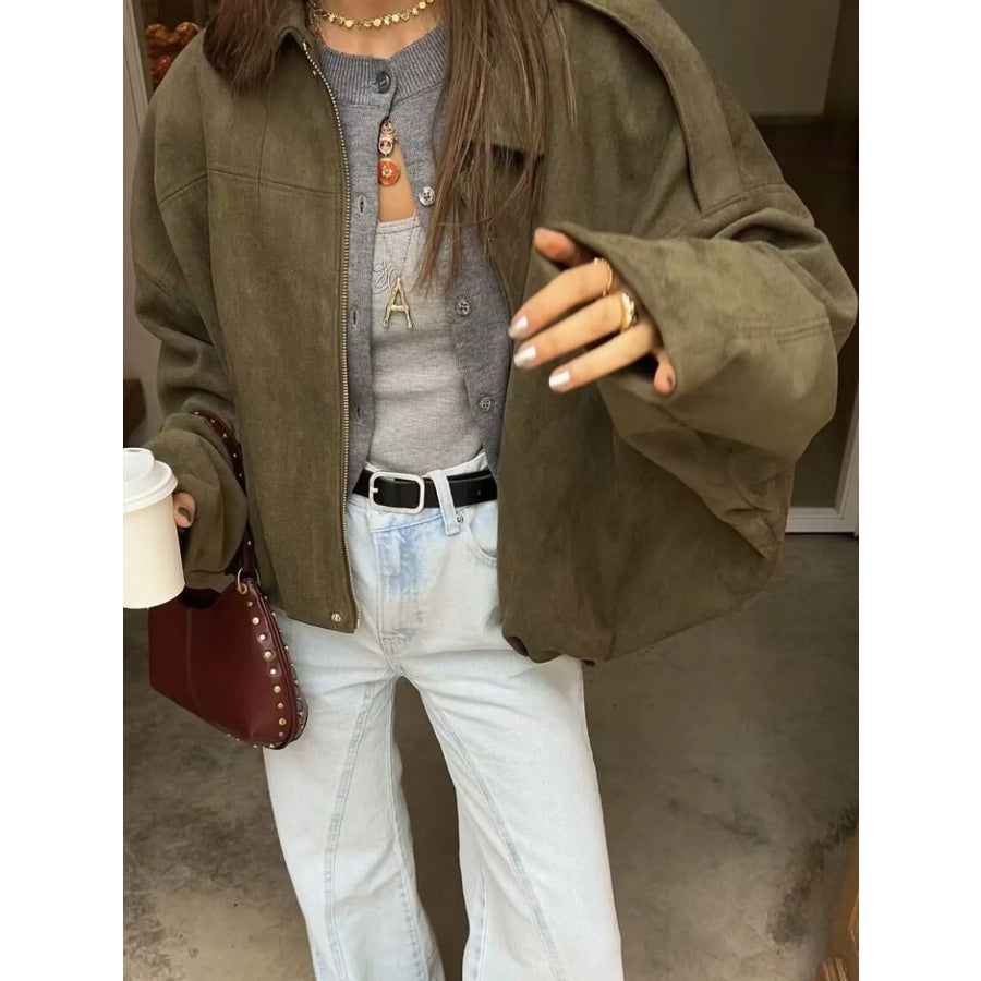Zip Up Cropped Jacket Apparel and Accessories