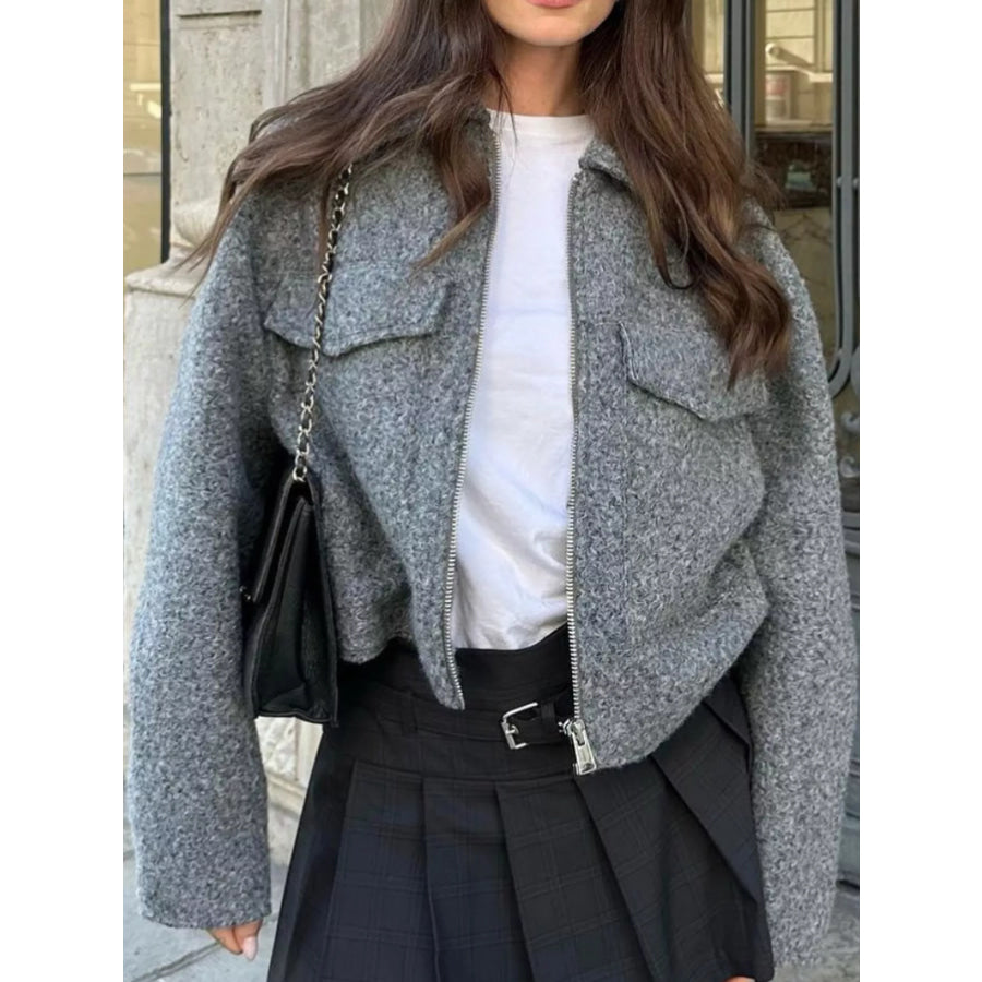 Zip Up Cropped Jacket Apparel and Accessories
