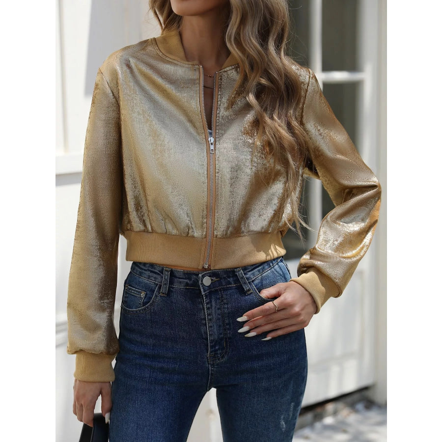 Zip Up Cropped Jacket Apparel and Accessories