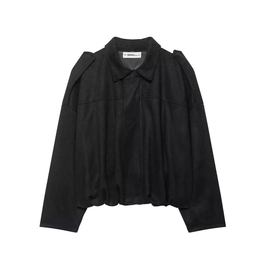 Zip Up Cropped Jacket Black-No Pockets / XS Apparel and Accessories