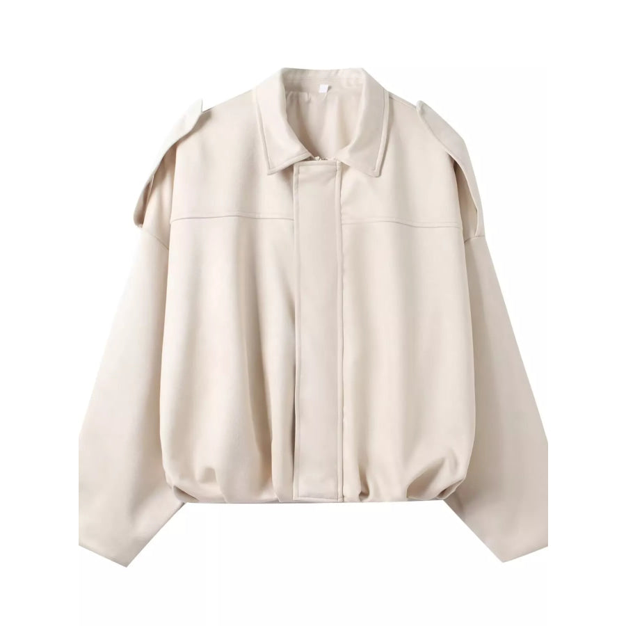 Zip Up Cropped Jacket Off-White-No Pockets / XS Apparel and Accessories