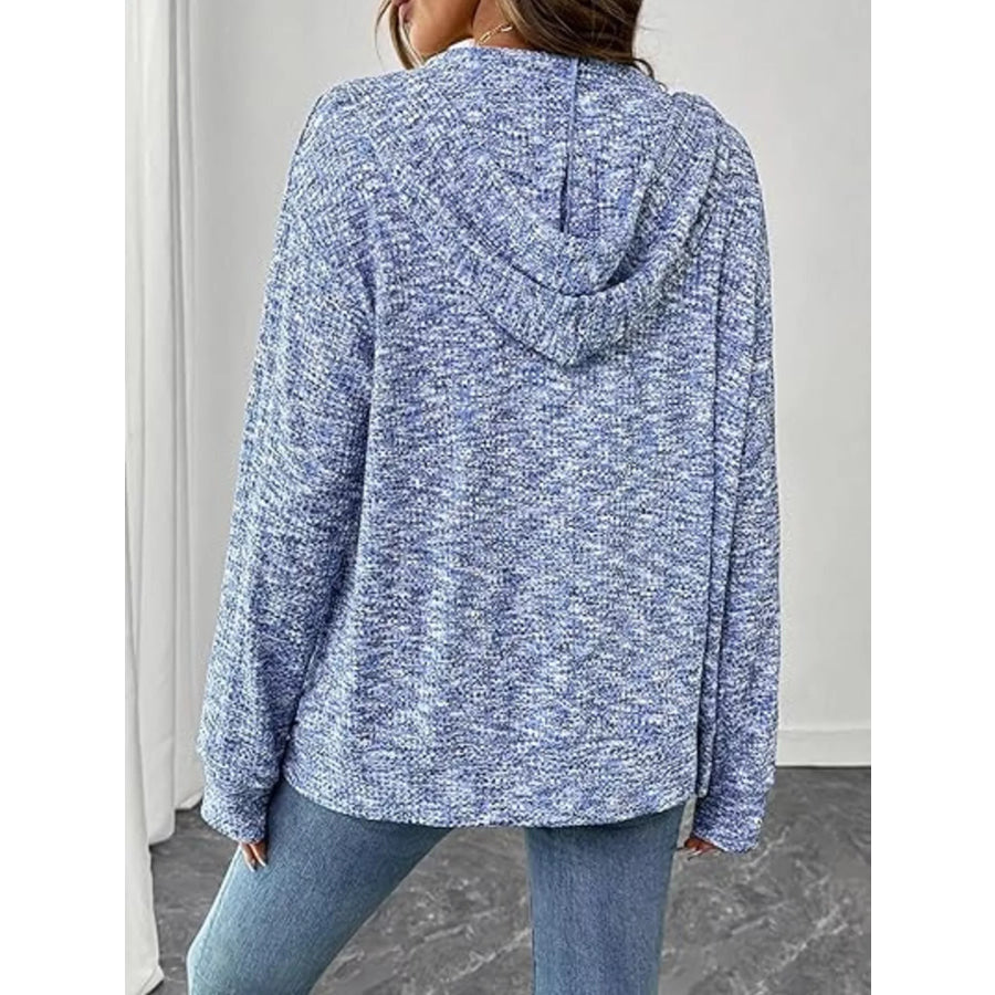 Zip-Up Drawstring Hooded Cardigan Apparel and Accessories