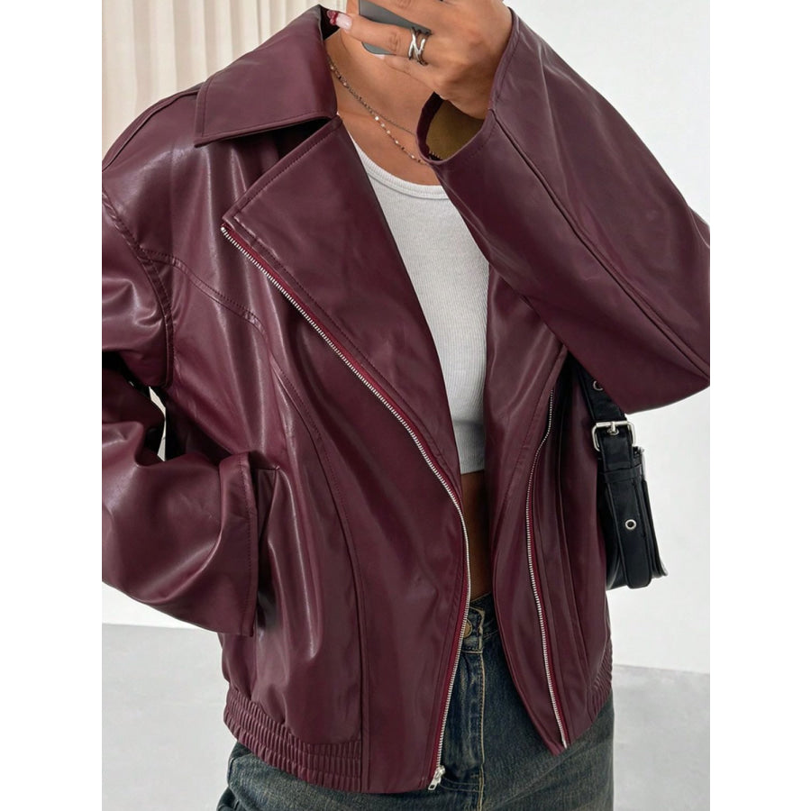 Zip Up Drop Shoulder Jacket Apparel and Accessories