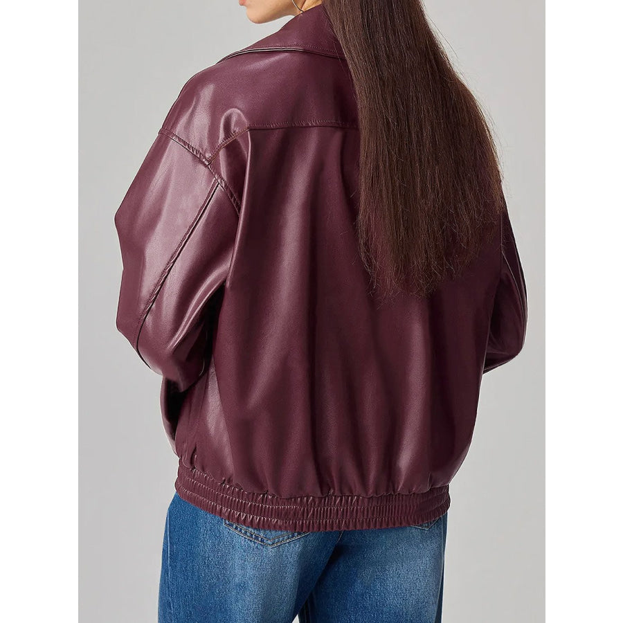 Zip Up Drop Shoulder Jacket Apparel and Accessories