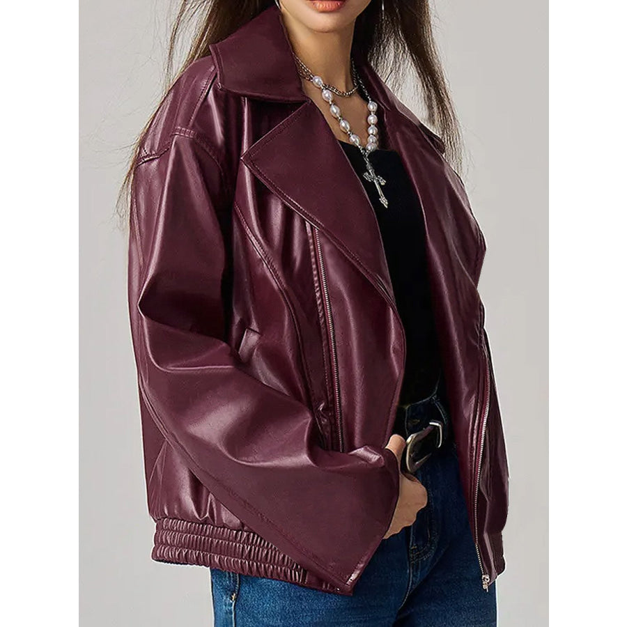 Zip Up Drop Shoulder Jacket Apparel and Accessories