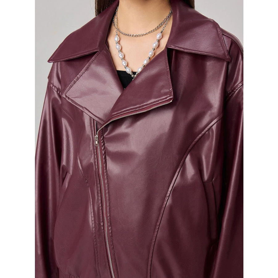 Zip Up Drop Shoulder Jacket Apparel and Accessories