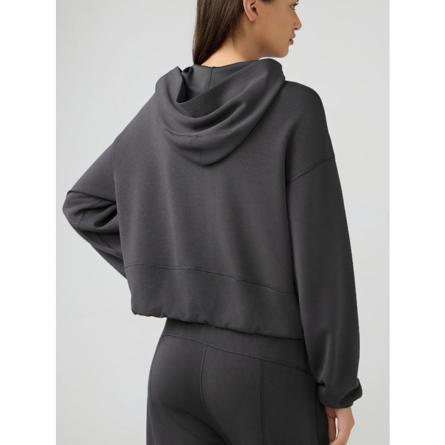 Zip Up Dropped Shouder Active Hooded Dark Gray / 4 Apparel and Accessories