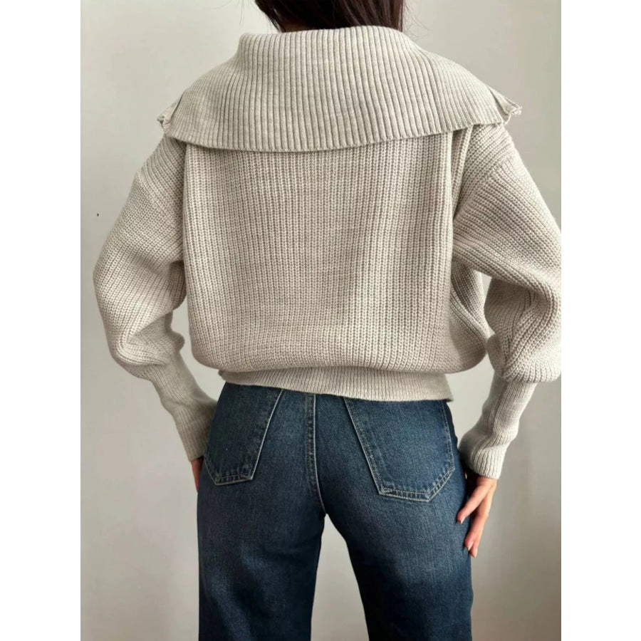 Zip Up Dropped Shoulder Cardigan Apparel and Accessories