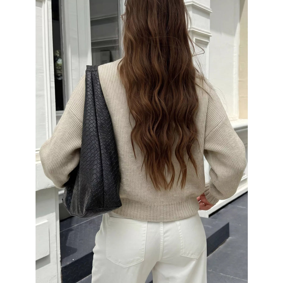 Zip-Up Dropped Shoulder Cardigan Apparel and Accessories