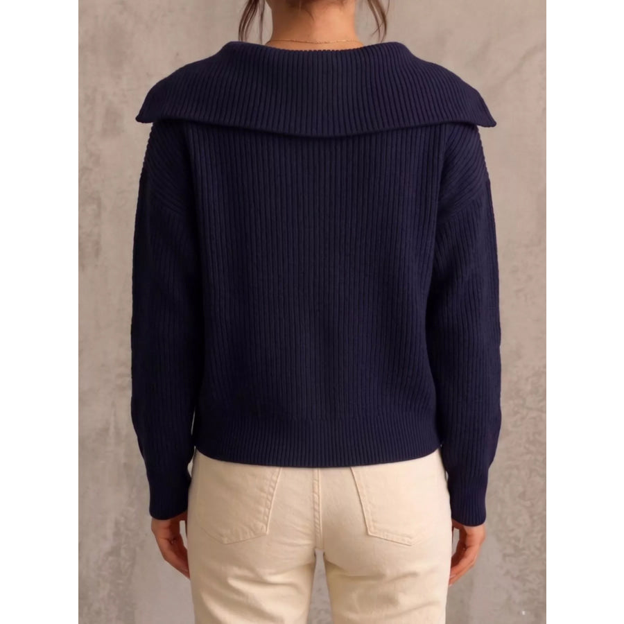 Zip Up Dropped Shoulder Cardigan Apparel and Accessories