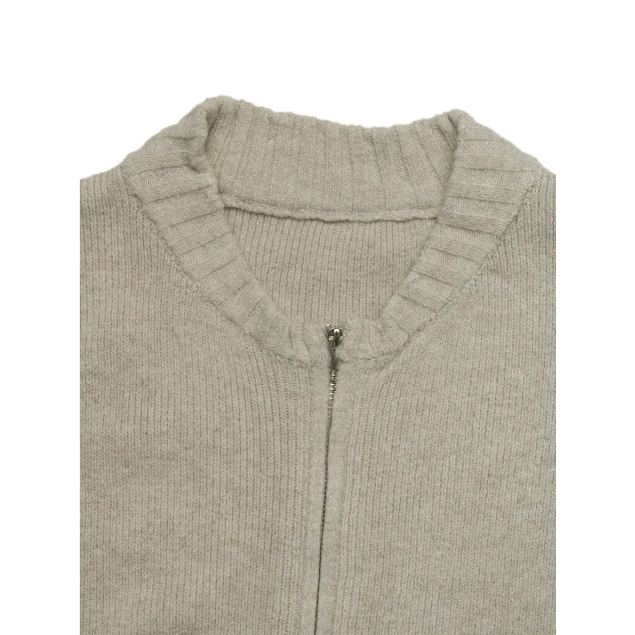 Zip-Up Dropped Shoulder Cardigan Apparel and Accessories