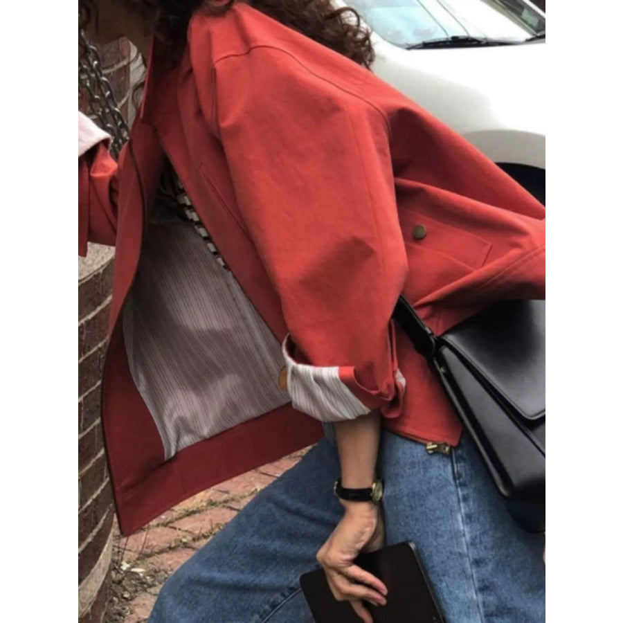 Zip Up Dropped Shoulder Jacket Apparel and Accessories
