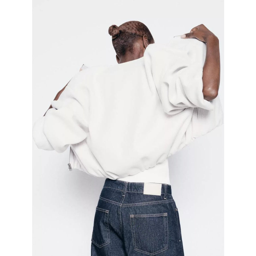 Zip Up Dropped Shoulder Jacket Apparel and Accessories