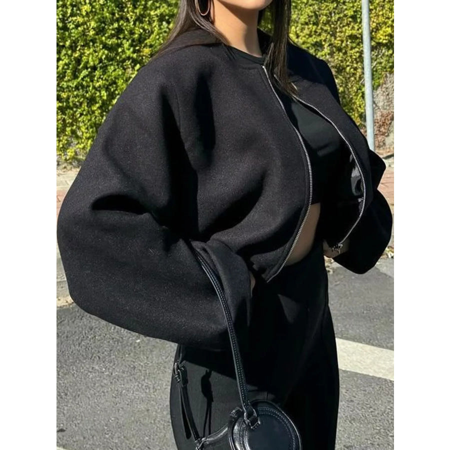 Zip Up Dropped Shoulder Jacket Apparel and Accessories