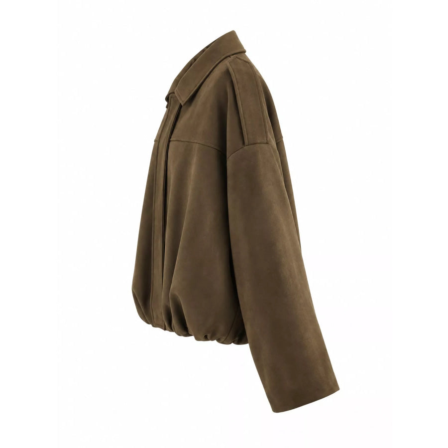 Zip Up Dropped Shoulder Jacket Apparel and Accessories