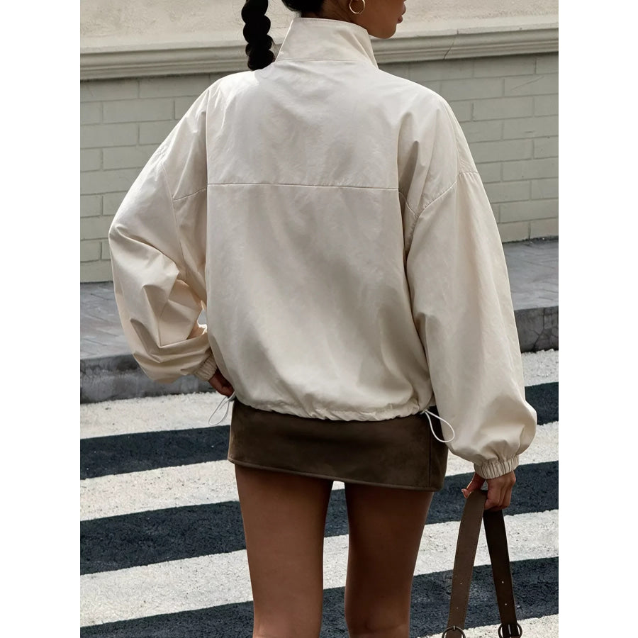 Zip-Up Dropped Shoulder Jacket Apparel and Accessories