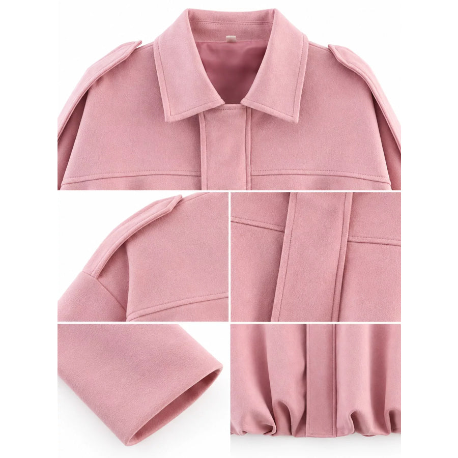 Zip Up Dropped Shoulder Jacket Apparel and Accessories
