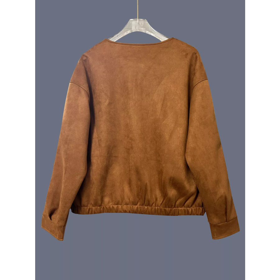 Zip Up Dropped Shoulder Jacket Apparel and Accessories