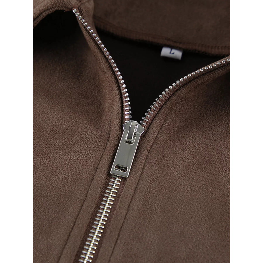 Zip-Up Dropped Shoulder Jacket Apparel and Accessories