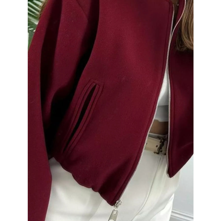 Zip Up Dropped Shoulder Jacket Apparel and Accessories