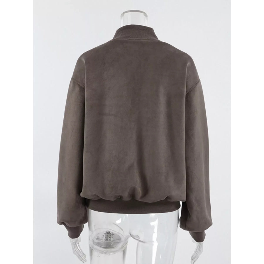 Zip Up Dropped Shoulder Jacket Apparel and Accessories