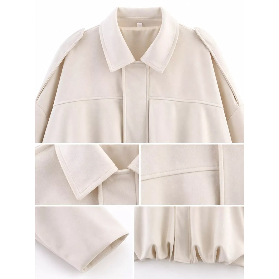 Zip Up Dropped Shoulder Jacket Apparel and Accessories