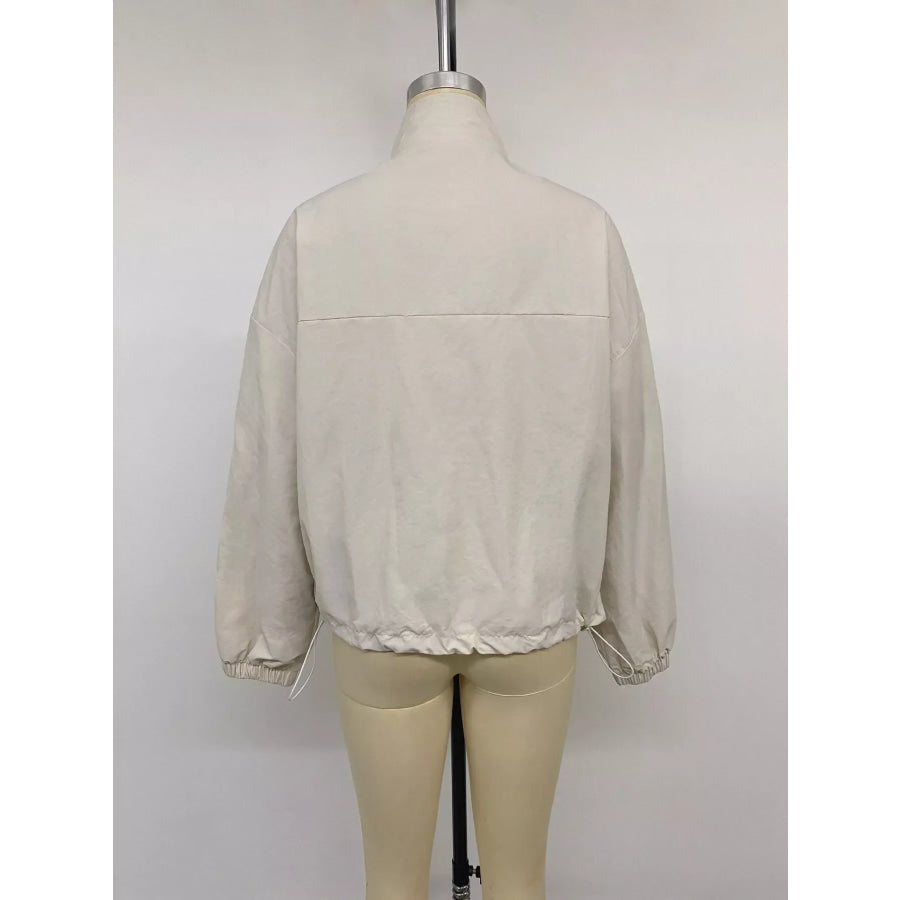 Zip-Up Dropped Shoulder Jacket Apparel and Accessories