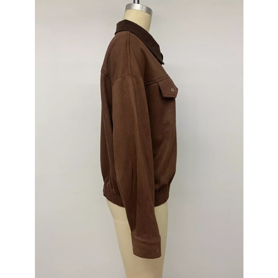 Zip Up Dropped Shoulder Jacket Apparel and Accessories