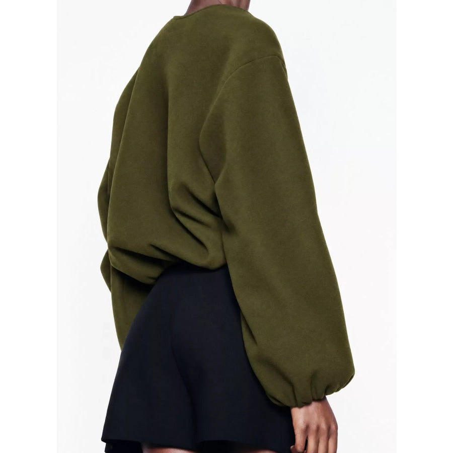 Zip Up Dropped Shoulder Jacket Apparel and Accessories