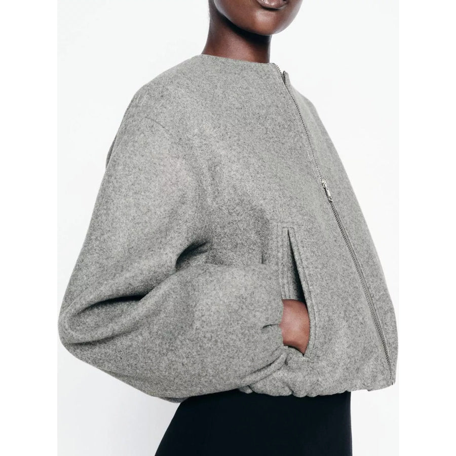 Zip Up Dropped Shoulder Jacket Apparel and Accessories
