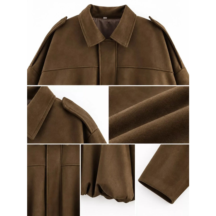 Zip Up Dropped Shoulder Jacket Apparel and Accessories